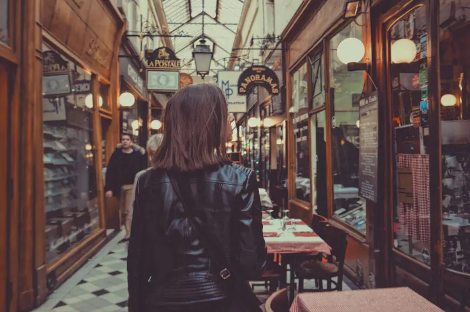 woman walking in hallway , travel decor